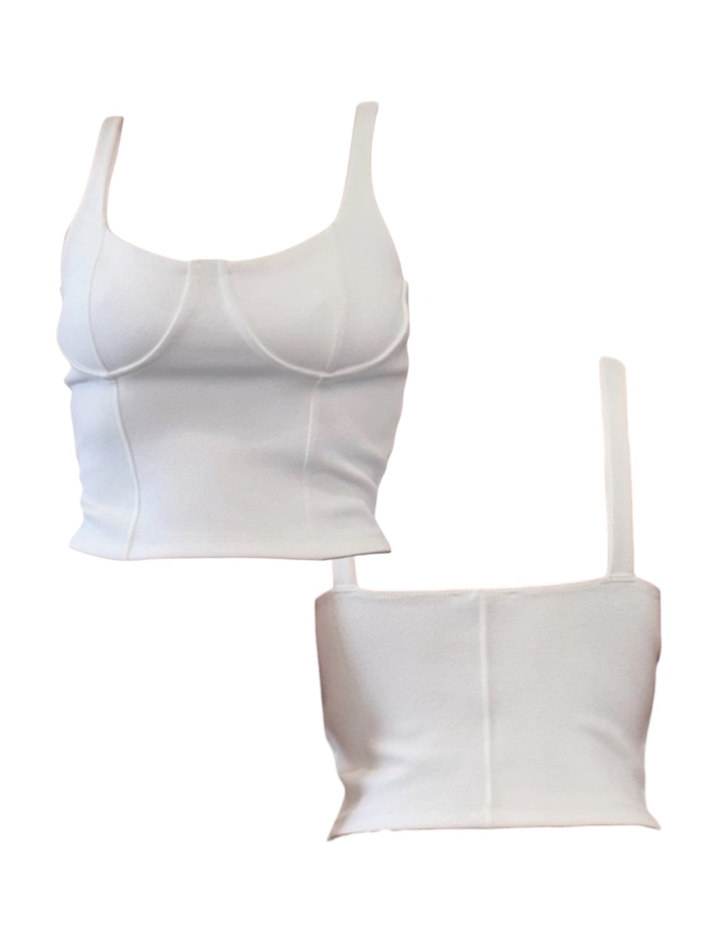 White Scoop-Cup Tank Top